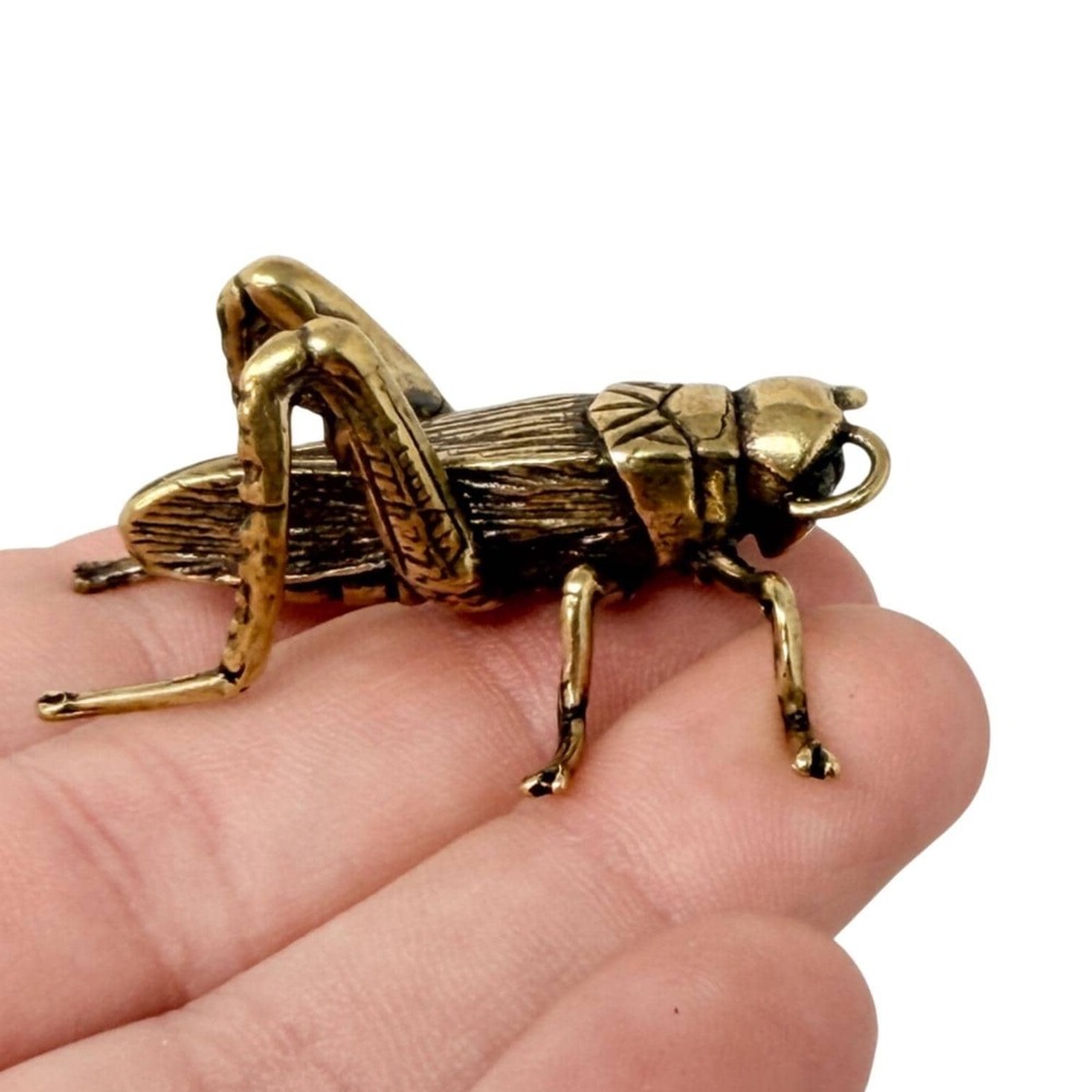 Miniature Brass Grasshopper Spirit Animal Luck Opportunity Prosperity Talisman
